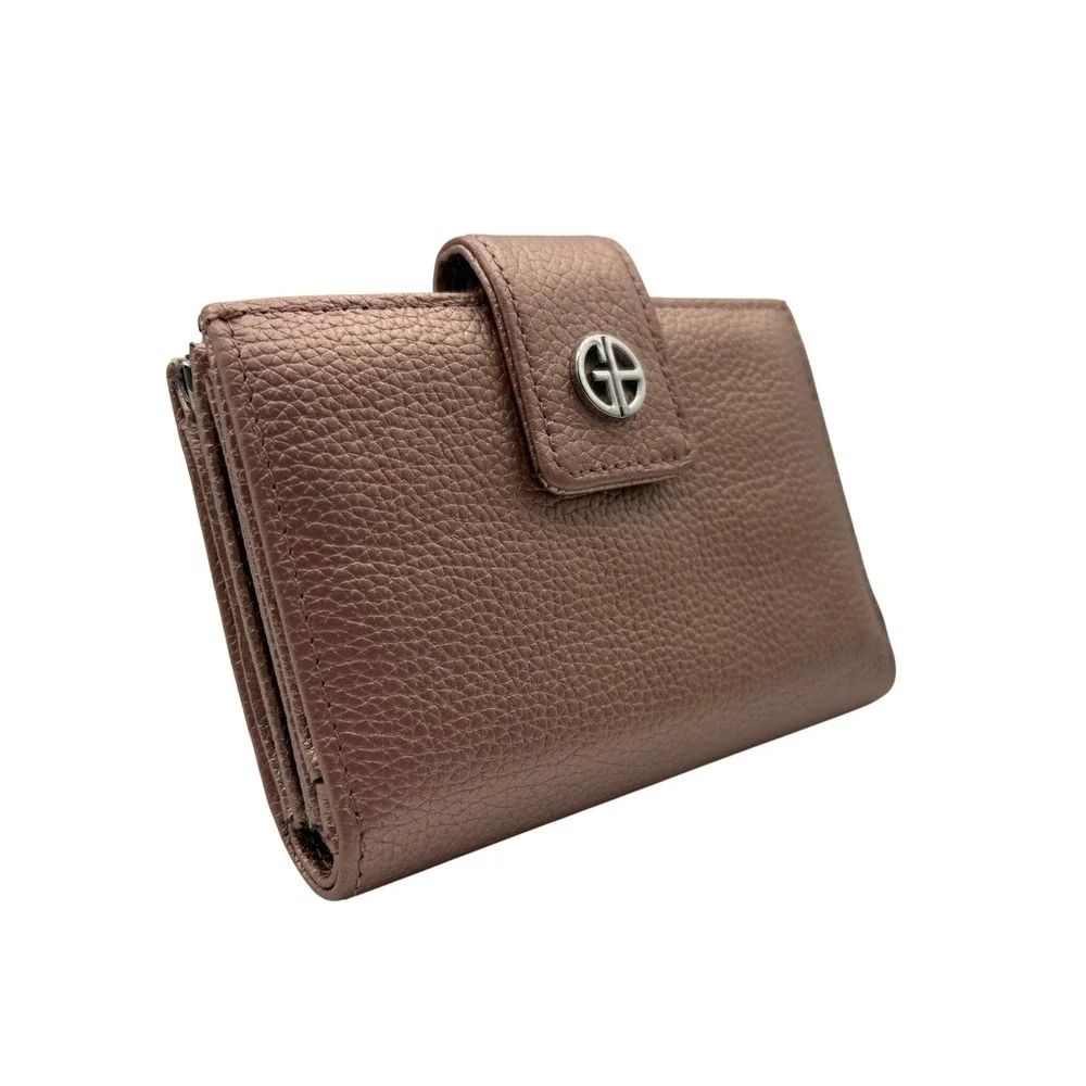 Giani Bernini Bifold Wallet Womens‎ Rose Gold Excellent Metallic Leather GB